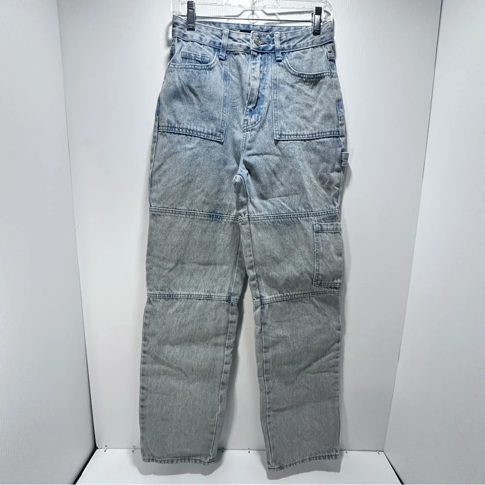 Bluenotes High Rise Carpenter Jeans Women’s Size 0 Light Wash Denim Painter Pant - Picture 2 of 14